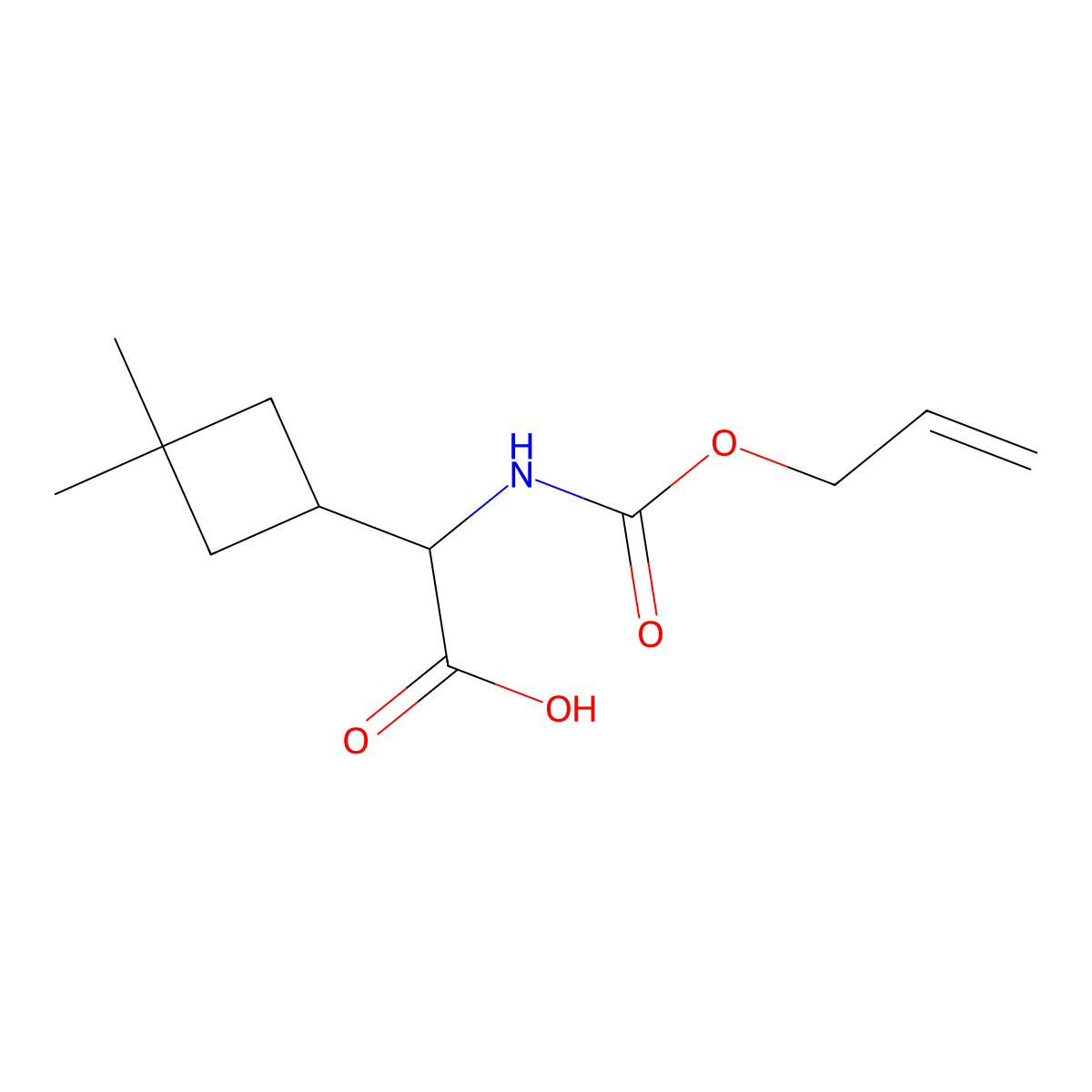 2-(3,3-Dimethylcyclobutyl)-2-{[(prop-2-en-1-yloxy)carbonyl]amino}acetic acid molecular structure, CAS 2680619-93-4