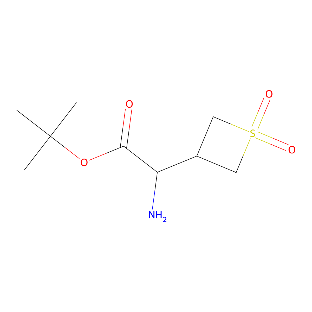 Tert-butyl 2-amino-2-(1,1-dioxo-1lambda6-thietan-3-yl)acetate molecular structure, CAS 2680620-29-3