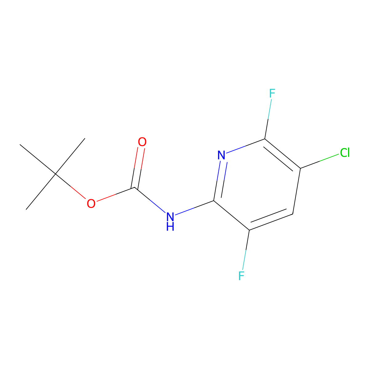 tert-butyl N-(5-chloro-3,6-difluoropyridin-2-yl)carbamate molecular structure, CAS 2680620-32-8