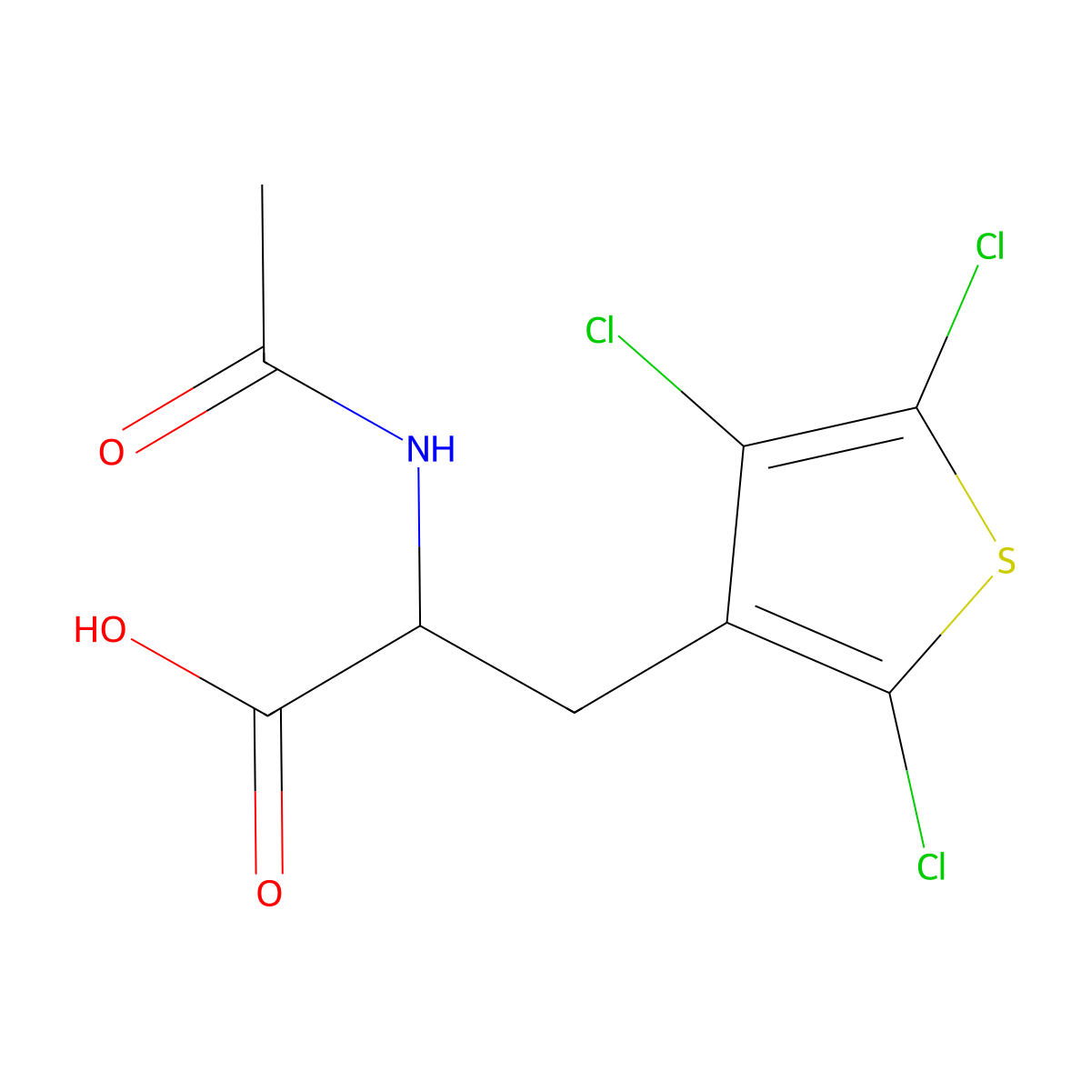 2-Acetamido-3-(2,4,5-trichlorothiophen-3-yl)propanoic acid molecular structure, CAS 2680620-37-3