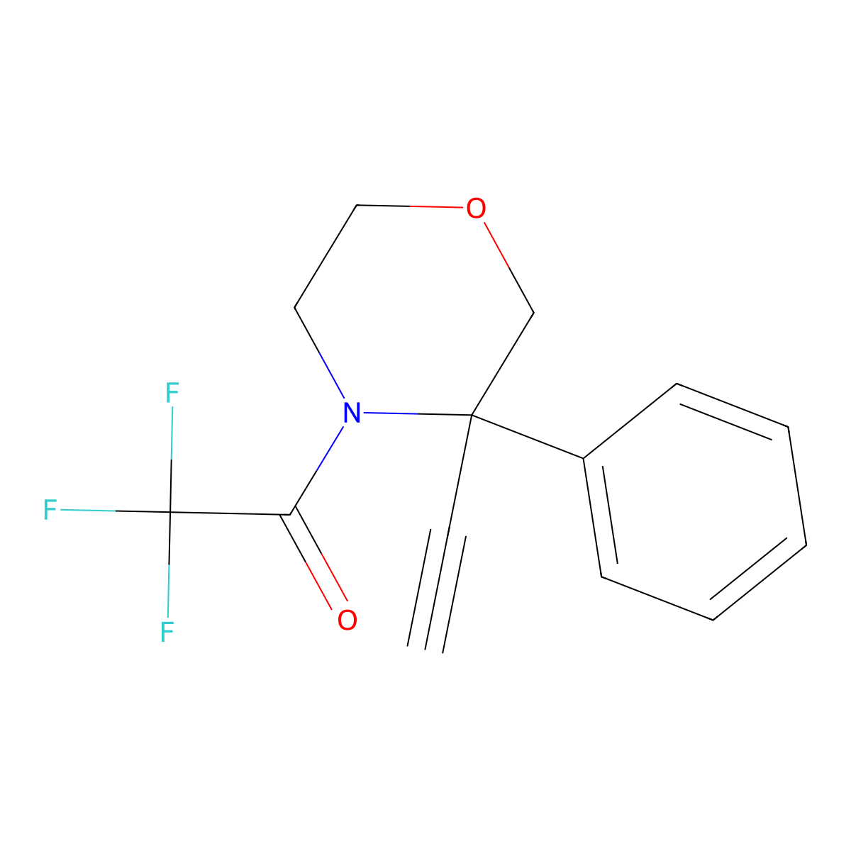 1-(3-Ethynyl-3-phenylmorpholin-4-yl)-2,2,2-trifluoroethan-1-one molecular structure, CAS 2680620-55-5