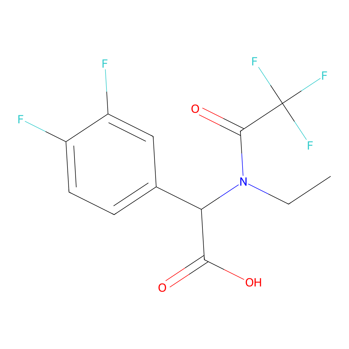 2-(3,4-difluorophenyl)-2-(N-ethyl-2,2,2-trifluoroacetamido)acetic acid molecular structure, CAS 2680620-56-6