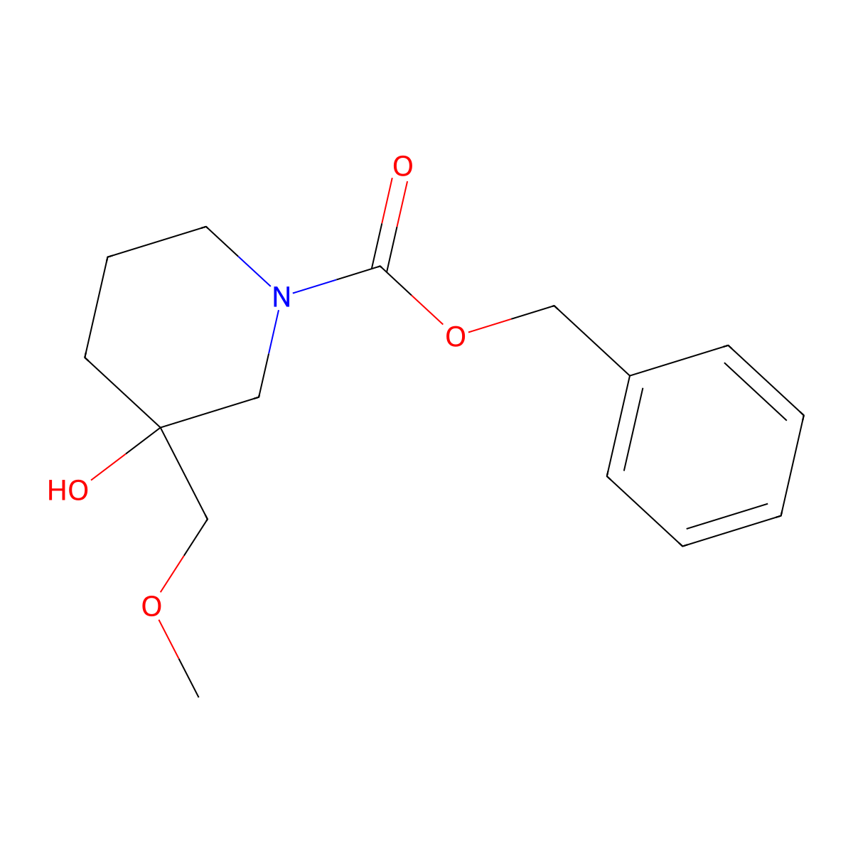 Benzyl 3-hydroxy-3-(methoxymethyl)piperidine-1-carboxylate molecular structure, CAS 2680620-57-7