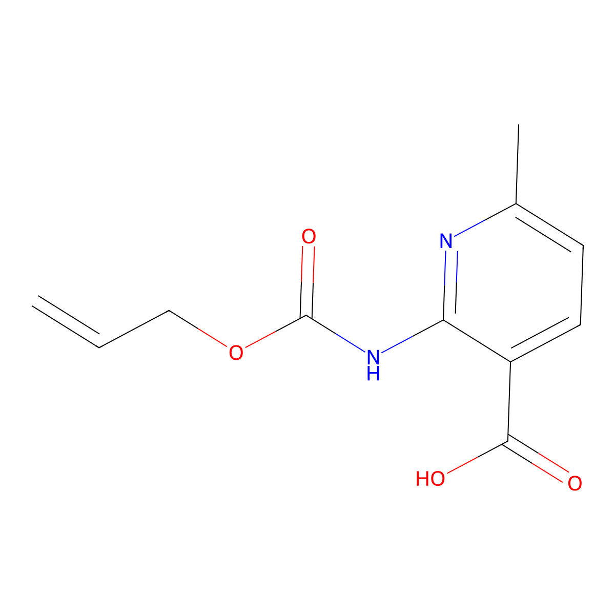 6-Methyl-2-{[(prop-2-en-1-yloxy)carbonyl]amino}pyridine-3-carboxylic acid molecular structure, CAS 2680620-62-4