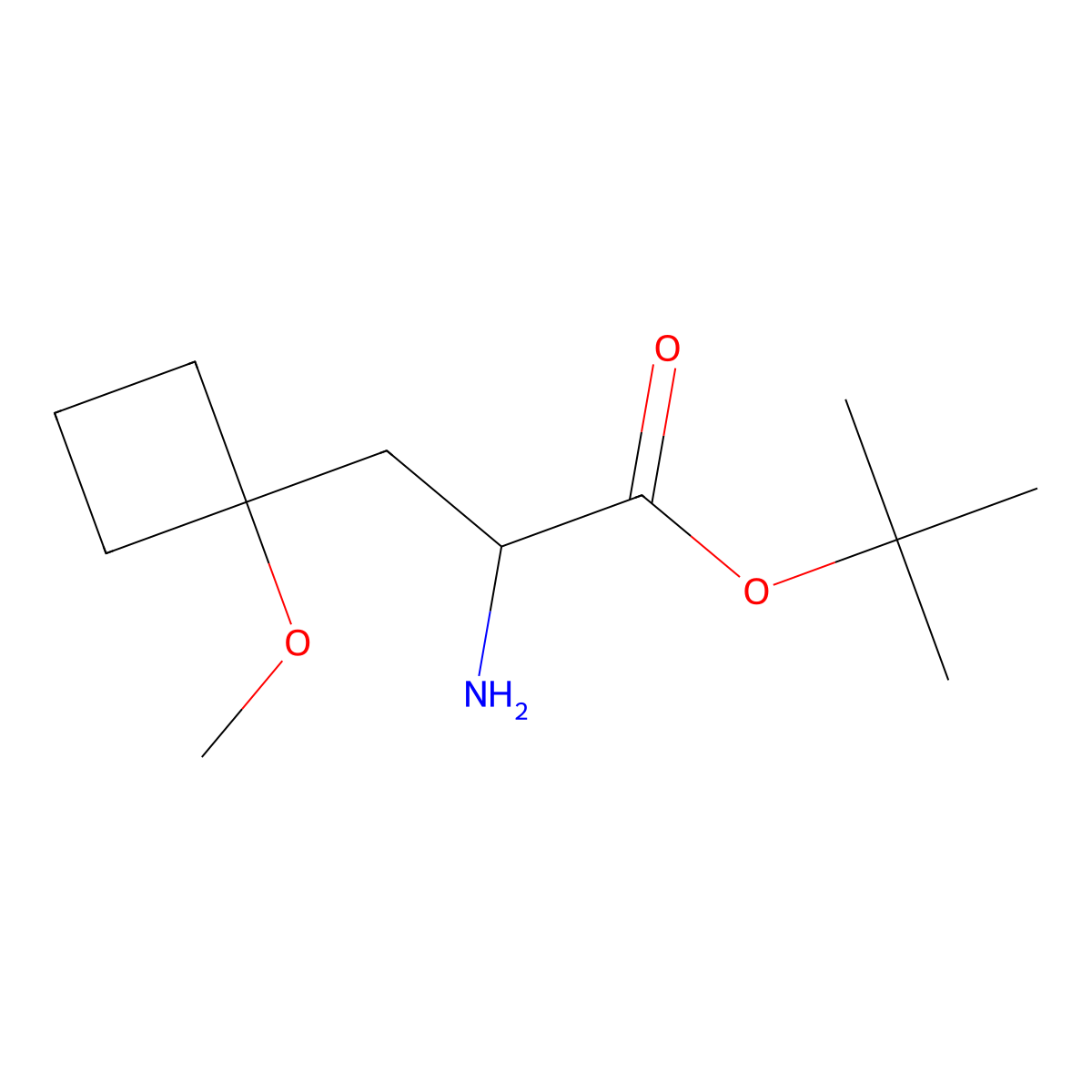 Tert-butyl 2-amino-3-(1-methoxycyclobutyl)propanoate molecular structure, CAS 2680620-63-5