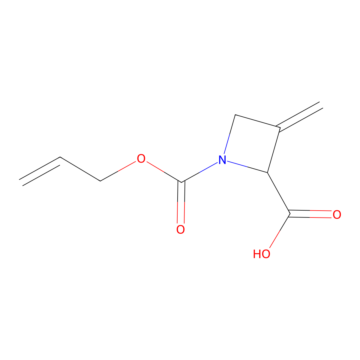 3-Methylidene-1-[(prop-2-en-1-yloxy)carbonyl]azetidine-2-carboxylic acid molecular structure, CAS 2680620-68-0