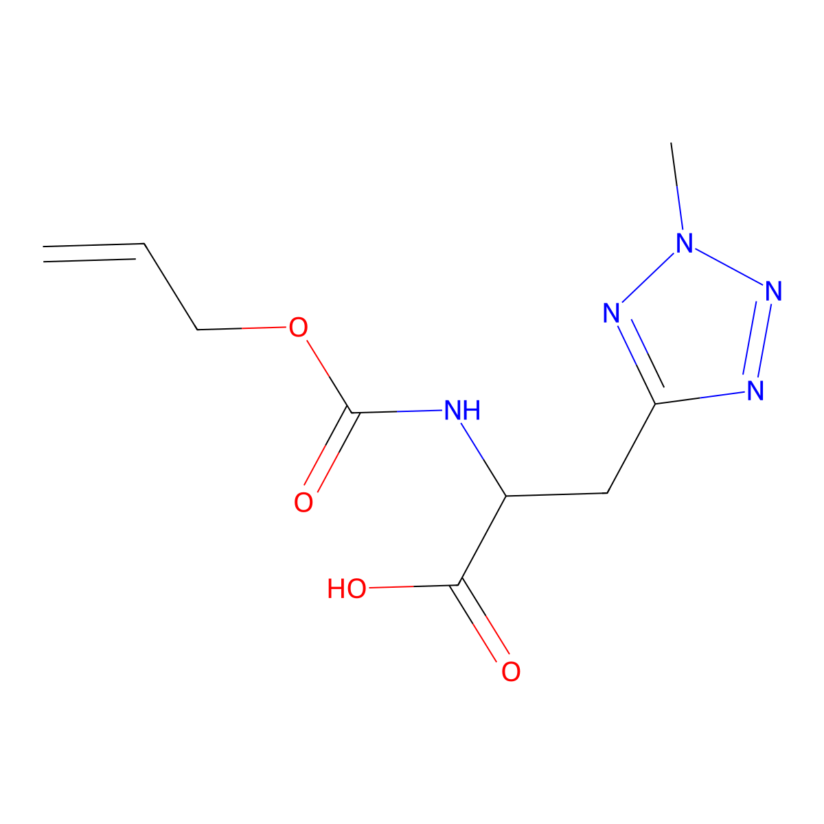3-(2-methyl-2H-1,2,3,4-tetrazol-5-yl)-2-{[(prop-2-en-1-yloxy)carbonyl]amino}propanoic acid molecular structure, CAS 2680620-73-7