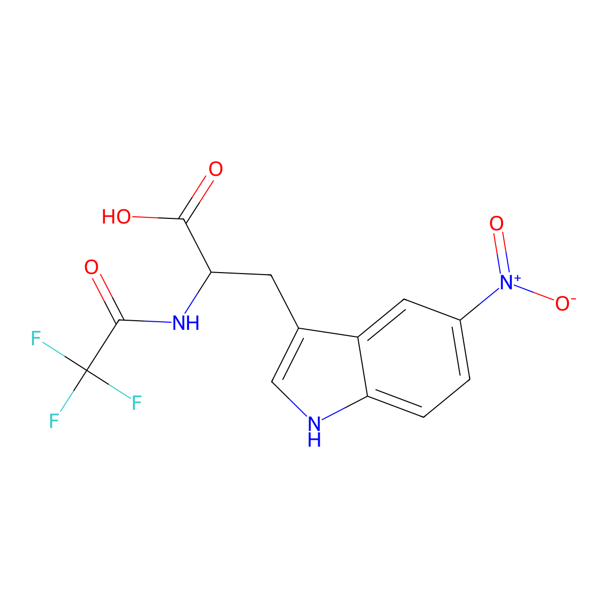 3-(5-nitro-1H-indol-3-yl)-2-(2,2,2-trifluoroacetamido)propanoic acid molecular structure, CAS 2680620-74-8