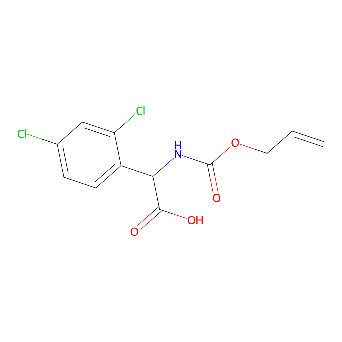 2-(2,4-Dichlorophenyl)-2-{[(prop-2-en-1-yloxy)carbonyl]amino}acetic acid molecular structure, CAS 2680620-78-2