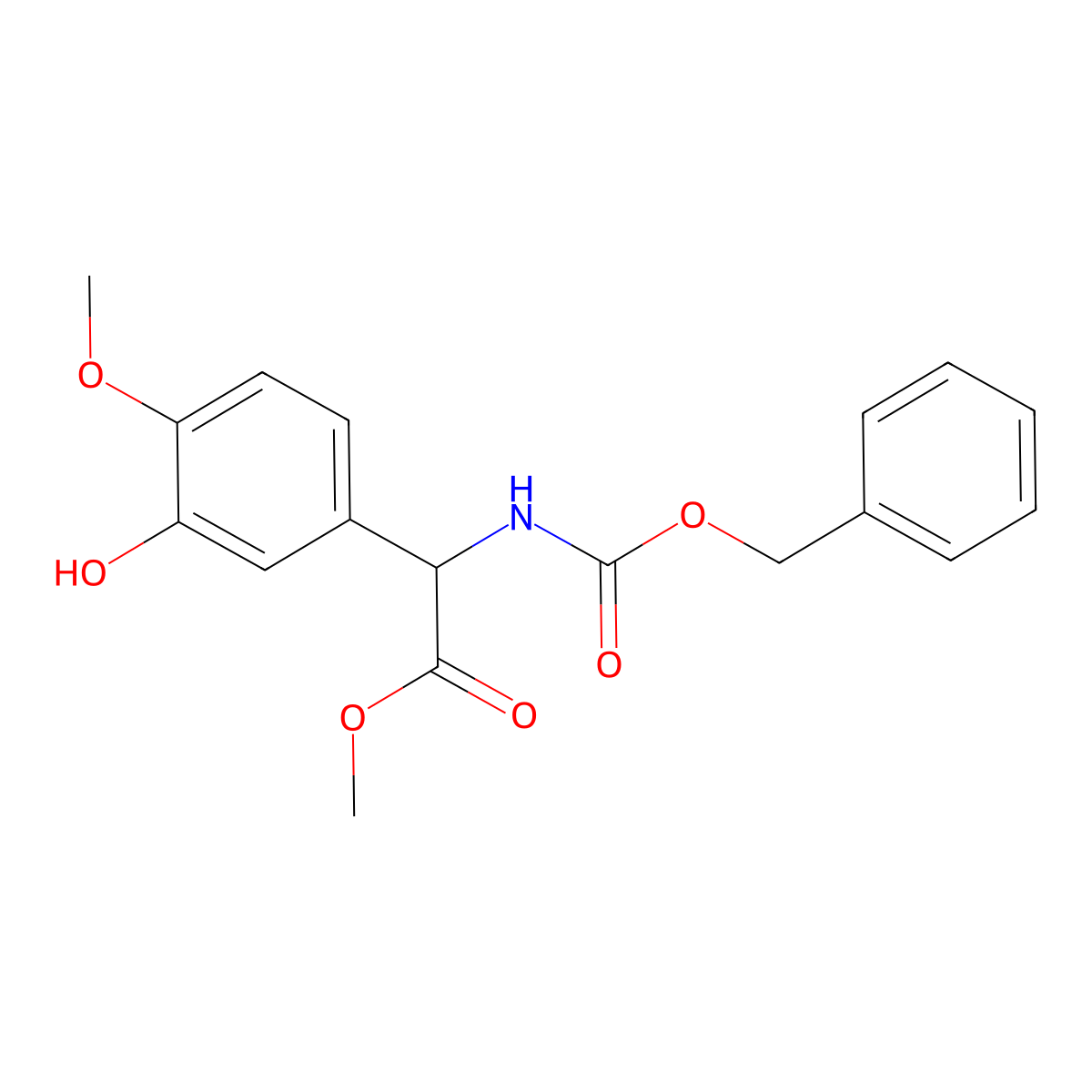 Methyl 2-{[(benzyloxy)carbonyl]amino}-2-(3-hydroxy-4-methoxyphenyl)acetate molecular structure, CAS 2680620-80-6