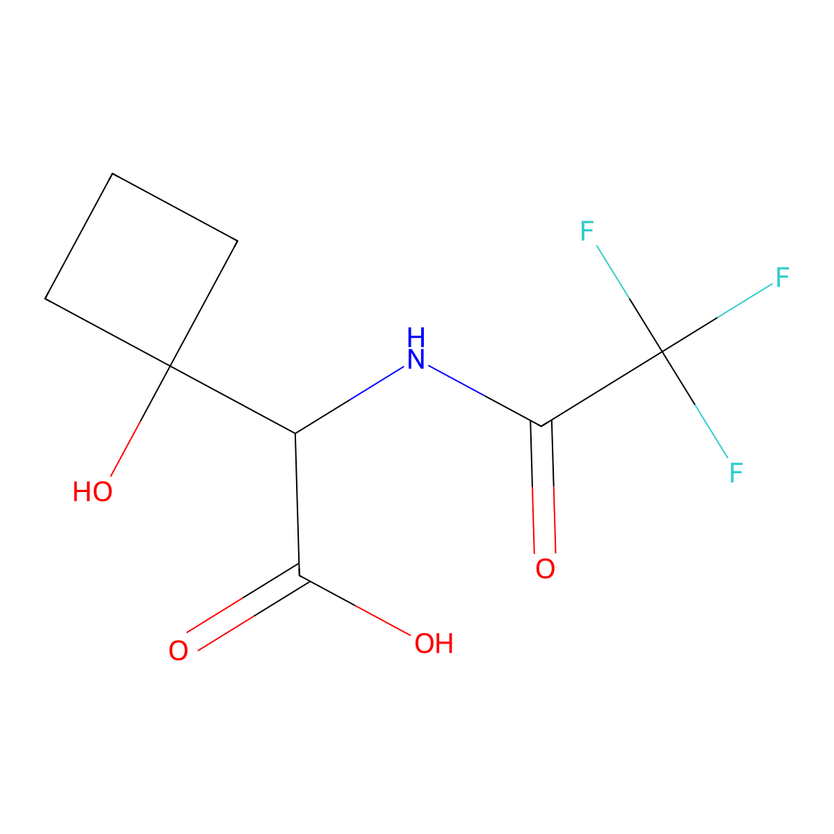 2-(1-Hydroxycyclobutyl)-2-(2,2,2-trifluoroacetamido)acetic acid molecular structure, CAS 2680620-83-9