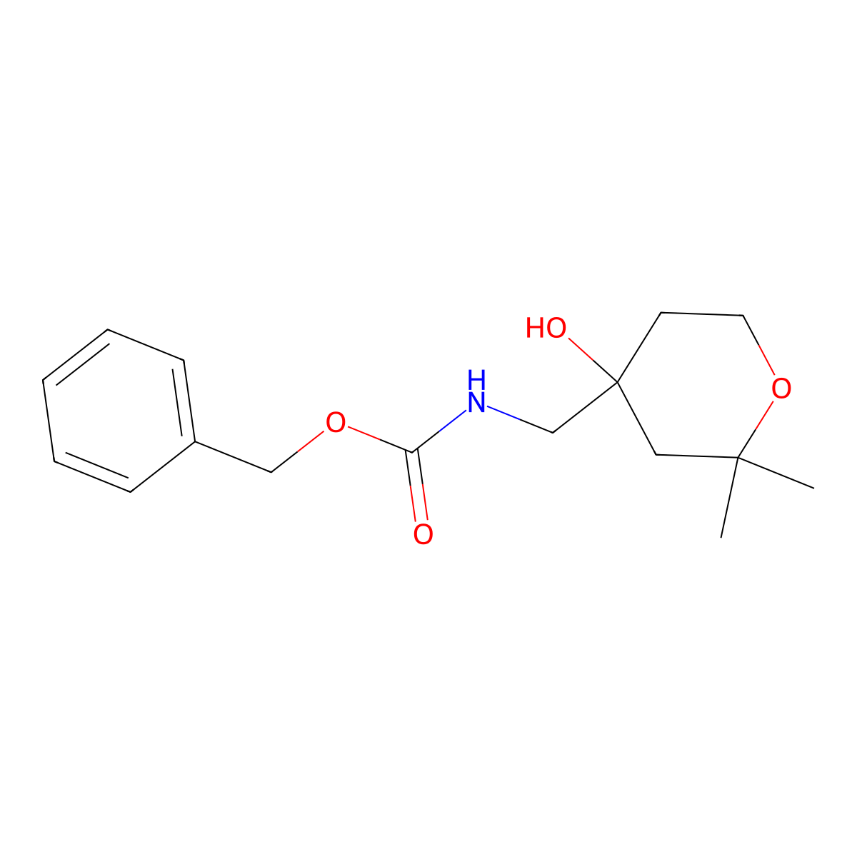benzyl N-[(4-hydroxy-2,2-dimethyloxan-4-yl)methyl]carbamate molecular structure, CAS 2680620-97-5