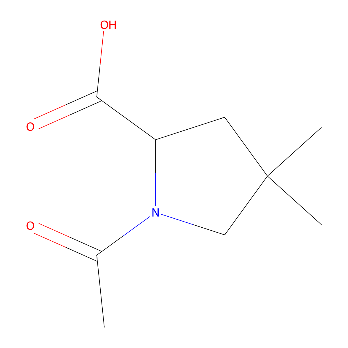 1-Acetyl-4,4-dimethylpyrrolidine-2-carboxylic acid molecular structure, CAS 2680621-02-5