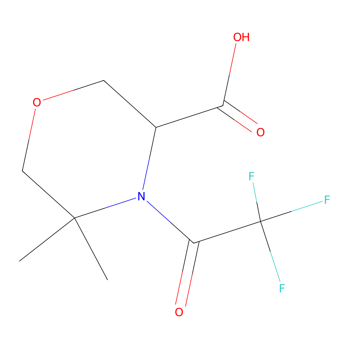 5,5-Dimethyl-4-(trifluoroacetyl)morpholine-3-carboxylic acid molecular structure, CAS 2680621-08-1