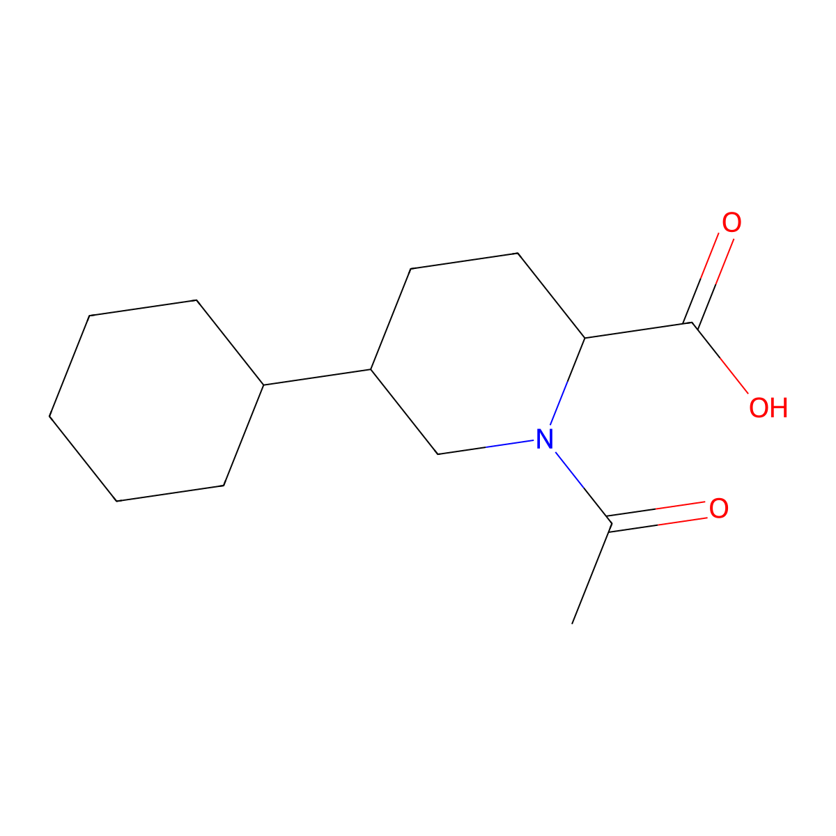 1-Acetyl-5-cyclohexylpiperidine-2-carboxylic acid molecular structure, CAS 2680621-12-7