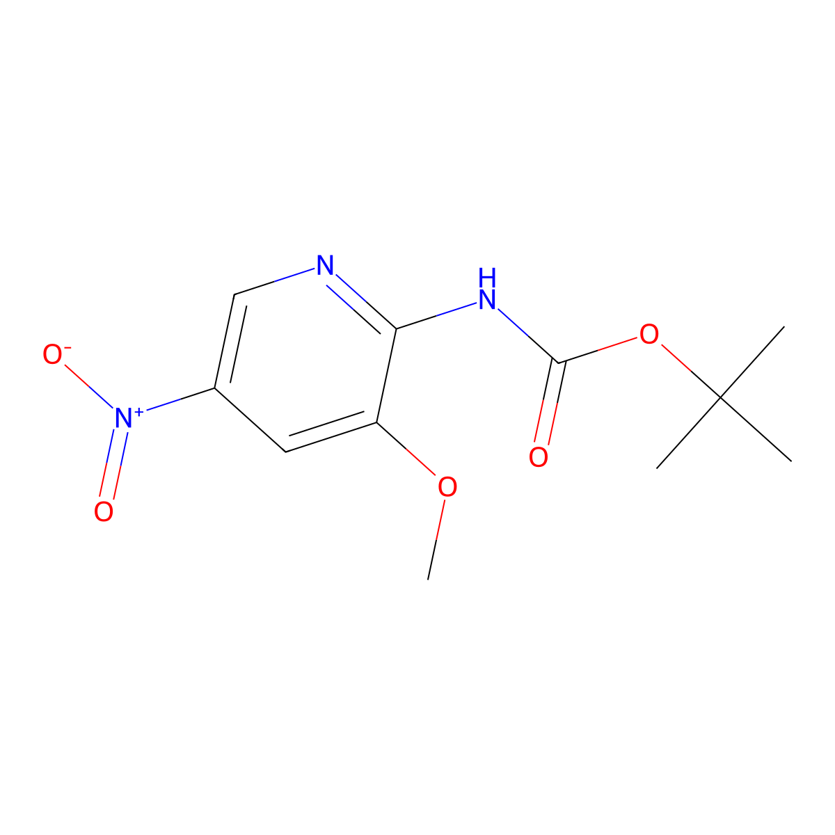tert-butyl N-(3-methoxy-5-nitropyridin-2-yl)carbamate molecular structure, CAS 2680621-14-9