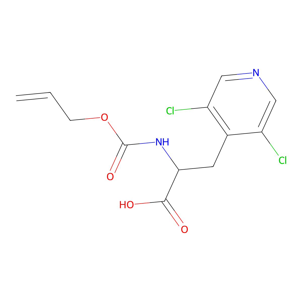 3-(3,5-Dichloropyridin-4-yl)-2-{[(prop-2-en-1-yloxy)carbonyl]amino}propanoic acid molecular structure, CAS 2680621-15-0