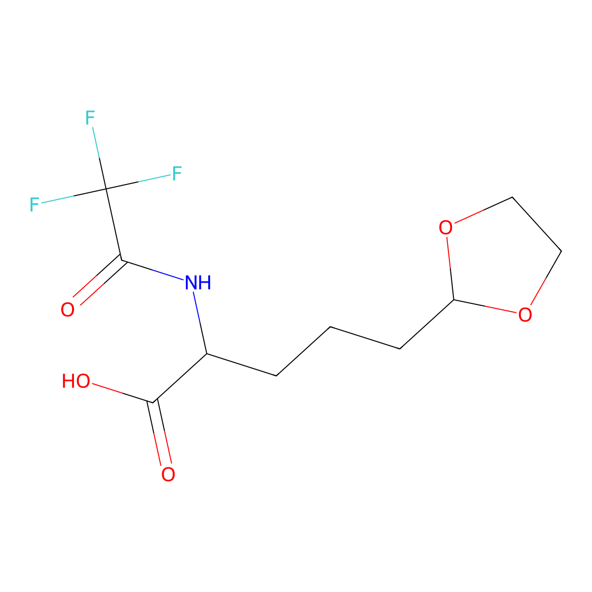 5-(1,3-Dioxolan-2-yl)-2-(2,2,2-trifluoroacetamido)pentanoic acid molecular structure, CAS 2680621-21-8