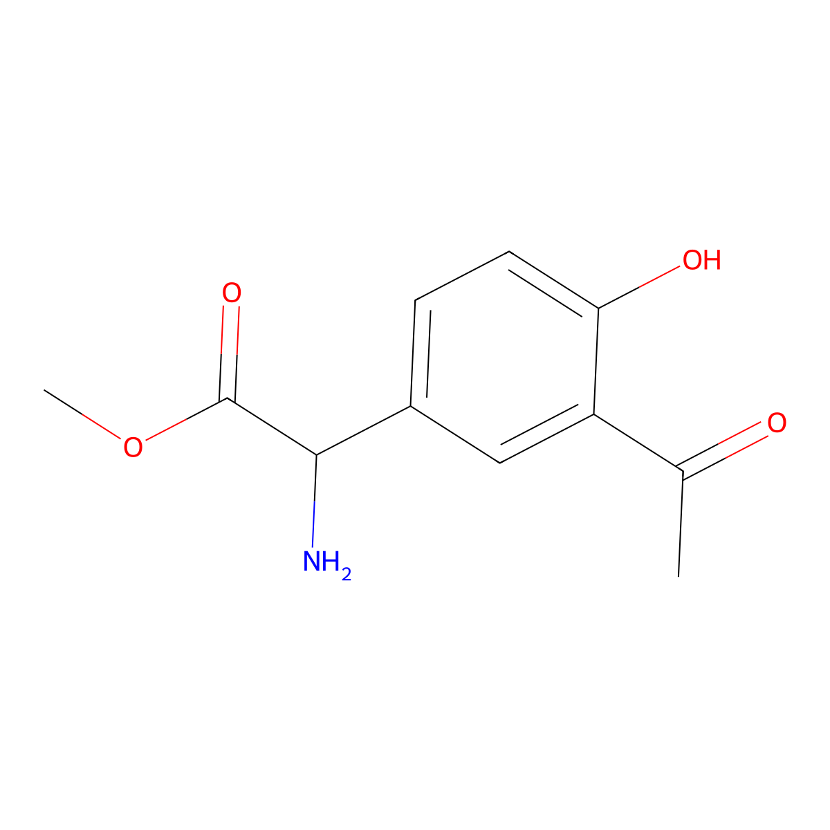 Methyl 2-(3-acetyl-4-hydroxyphenyl)-2-aminoacetate molecular structure, CAS 2680621-24-1