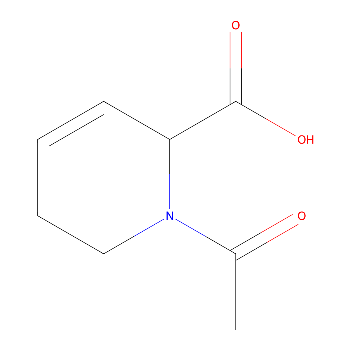 1-Acetyl-1,2,5,6-tetrahydropyridine-2-carboxylic acid molecular structure, CAS 2680621-25-2