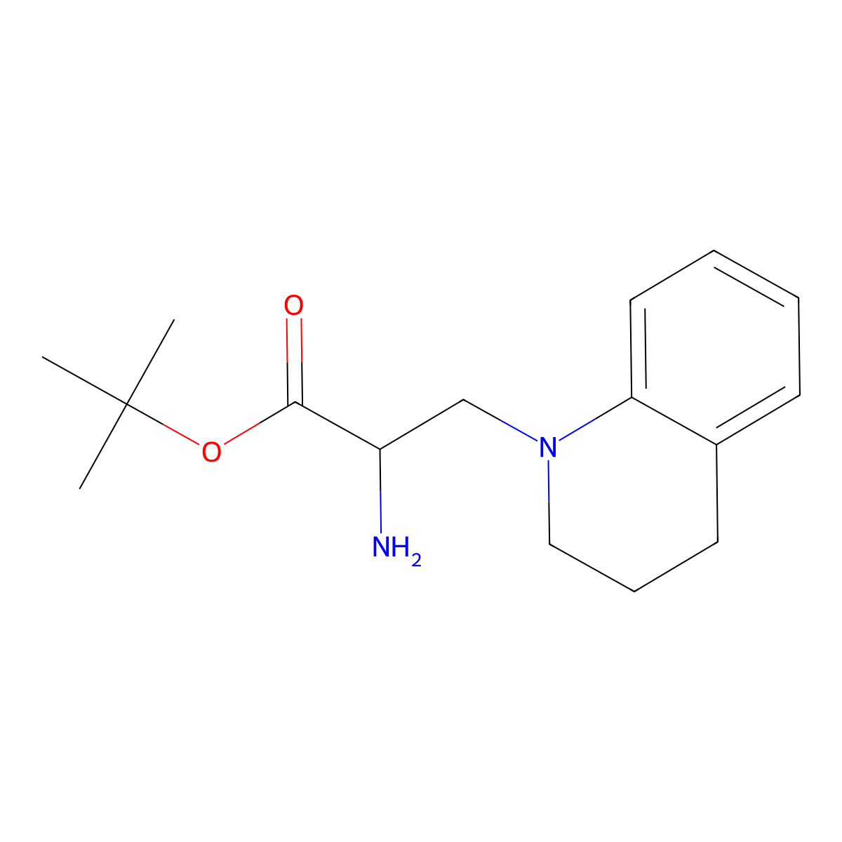Tert-butyl 2-amino-3-(1,2,3,4-tetrahydroquinolin-1-yl)propanoate molecular structure, CAS 2680621-37-6