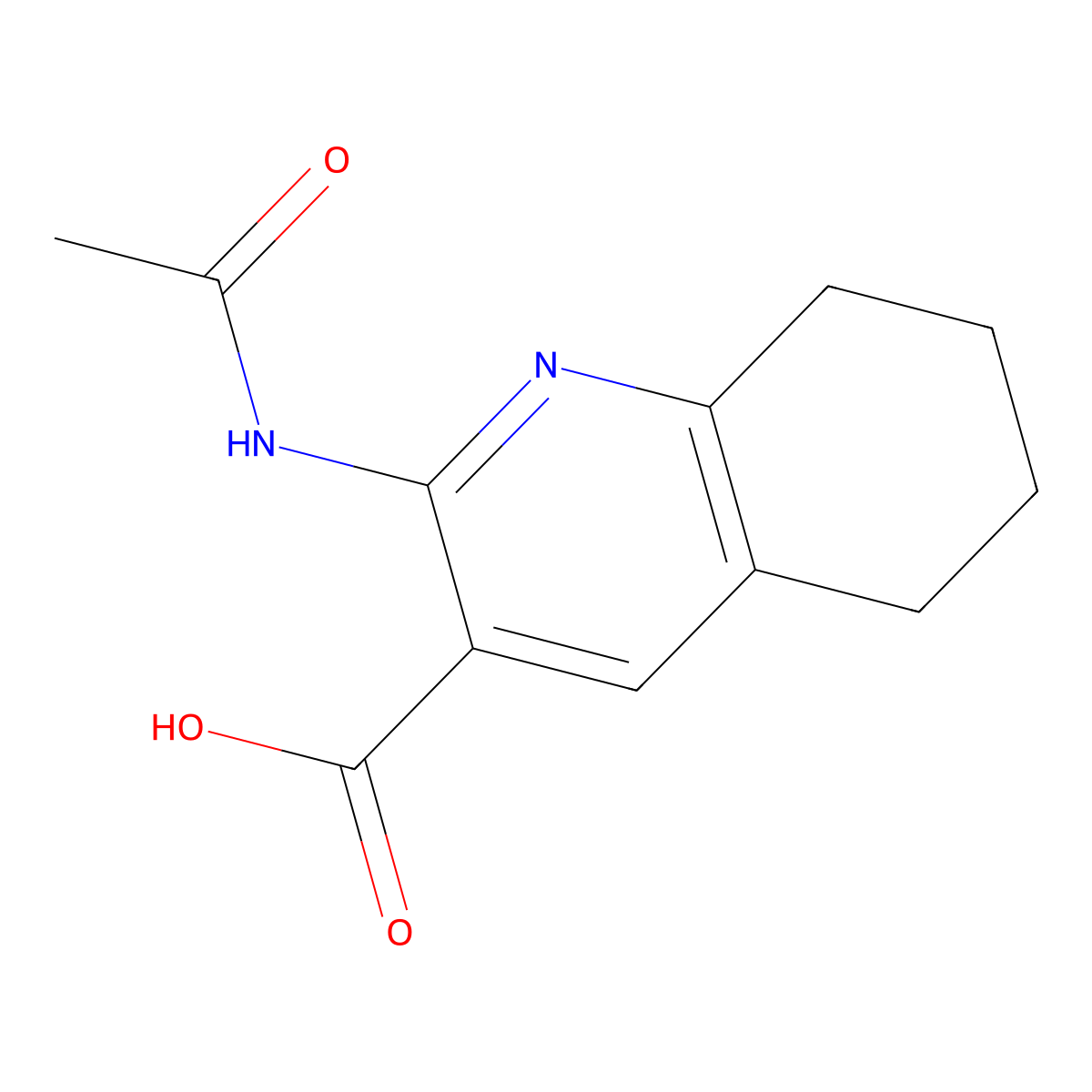 2-Acetamido-5,6,7,8-tetrahydroquinoline-3-carboxylic acid molecular structure, CAS 2680621-39-8