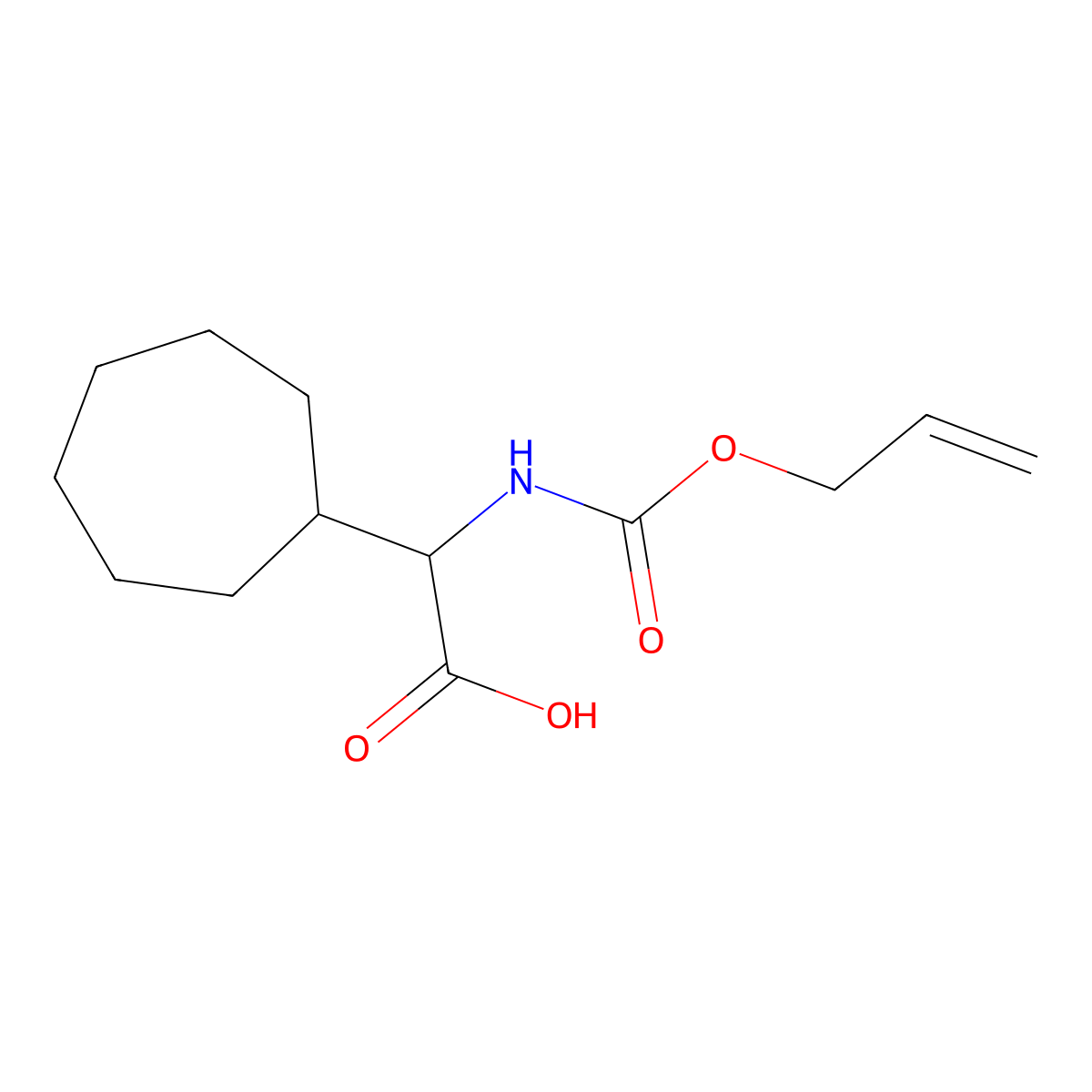 2-Cycloheptyl-2-{[(prop-2-en-1-yloxy)carbonyl]amino}acetic acid molecular structure, CAS 2680621-41-2