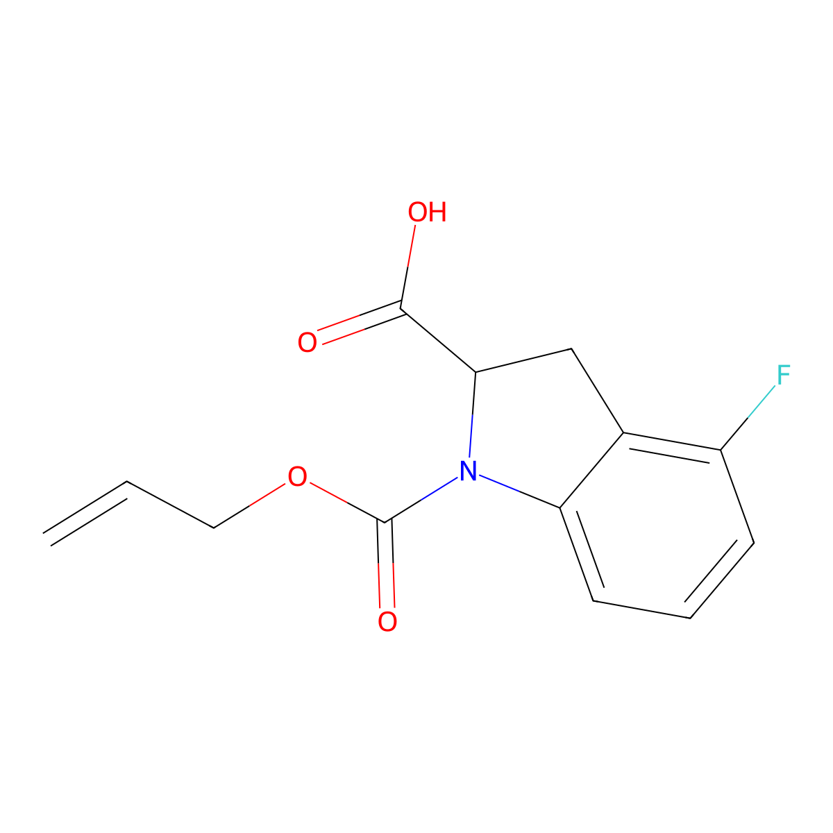 4-fluoro-1-[(prop-2-en-1-yloxy)carbonyl]-2,3-dihydro-1H-indole-2-carboxylic acid molecular structure, CAS 2680621-42-3