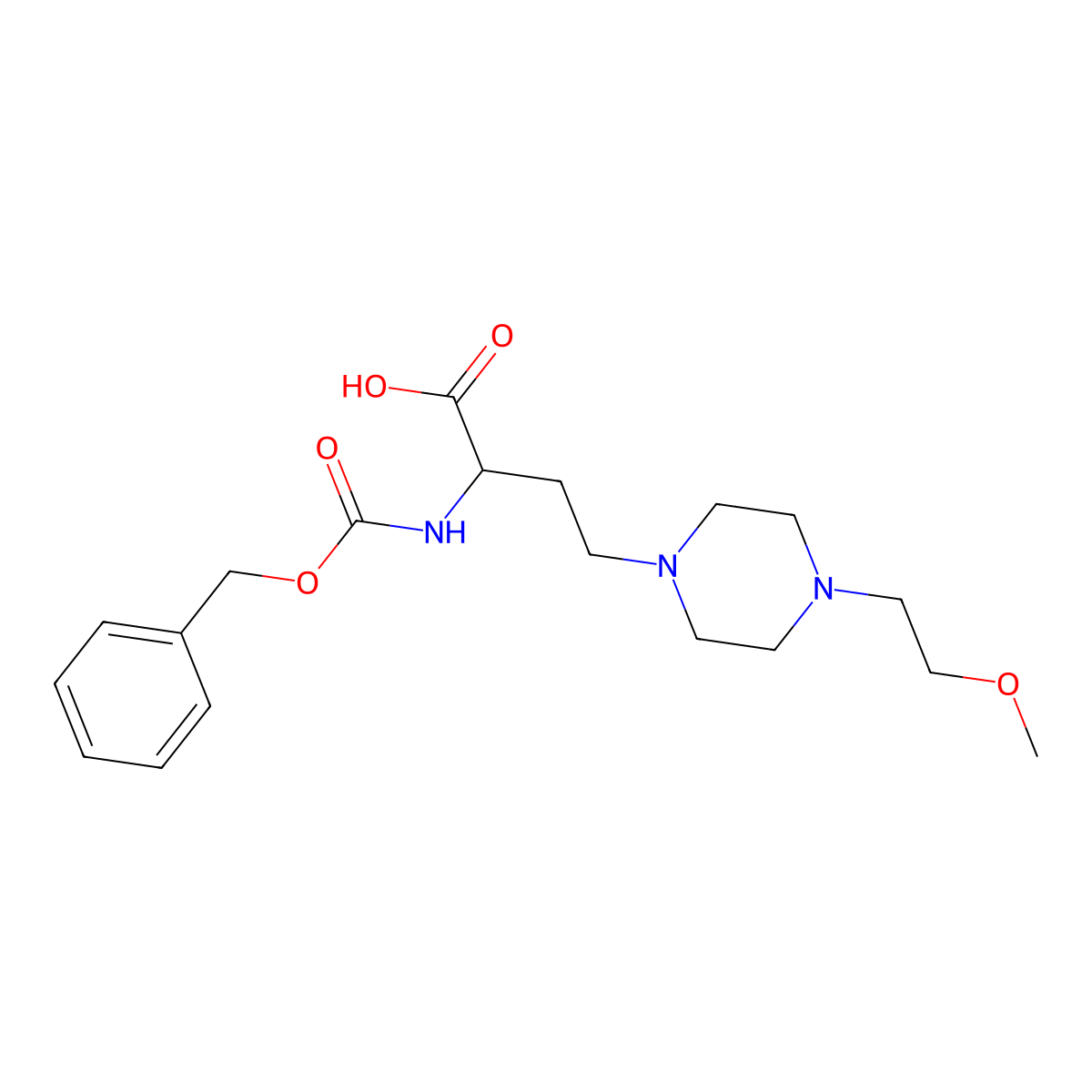 2-{[(Benzyloxy)carbonyl]amino}-4-[4-(2-methoxyethyl)piperazin-1-yl]butanoic acid molecular structure, CAS 2680621-46-7