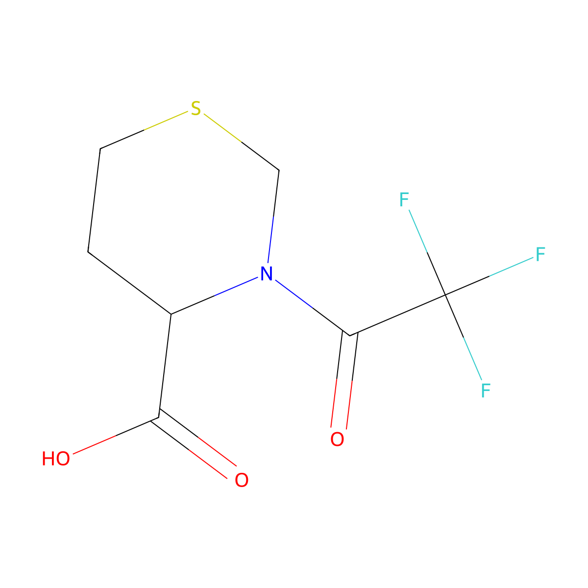 3-(2,2,2-Trifluoroacetyl)-1,3-thiazinane-4-carboxylic acid molecular structure, CAS 2680621-49-0