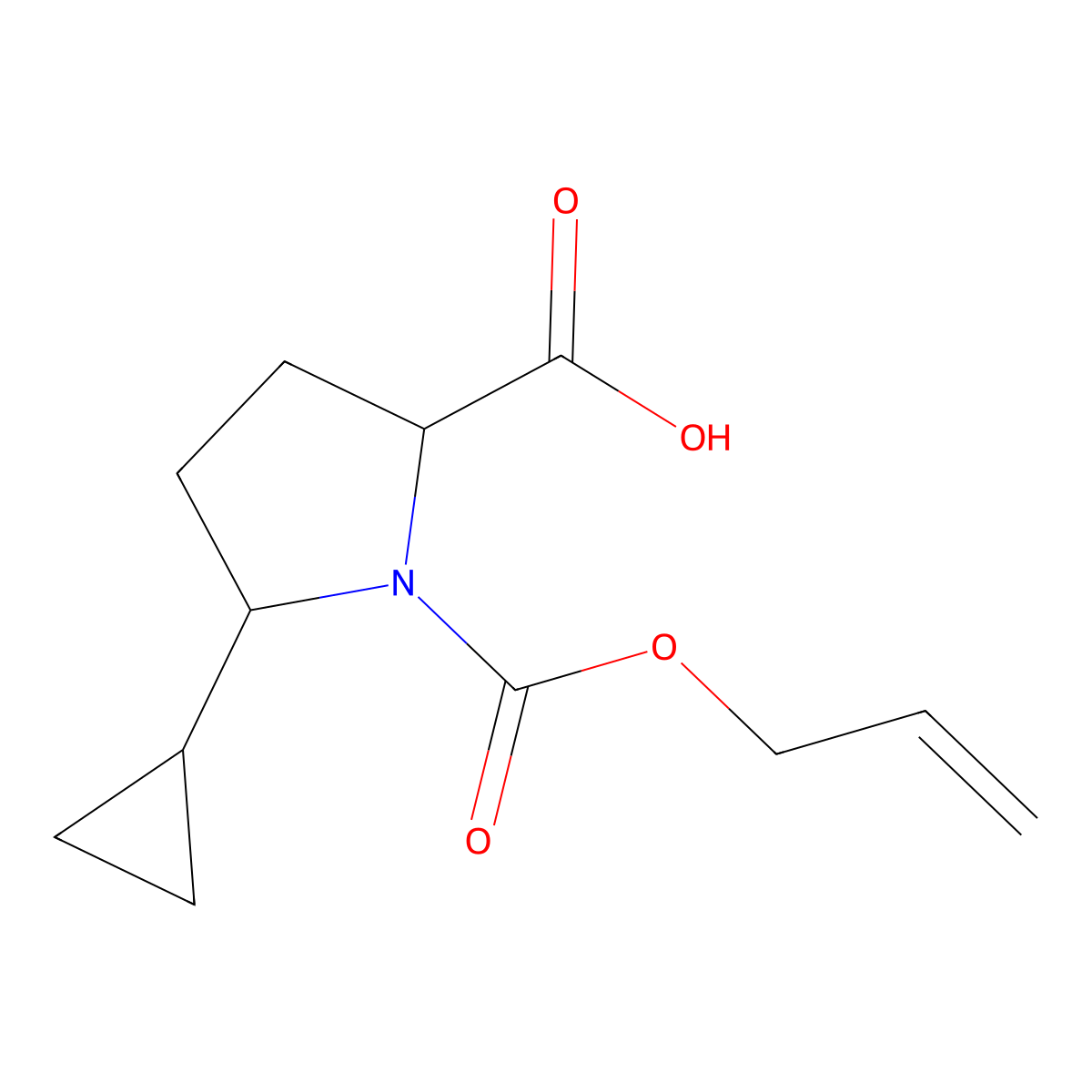 5-Cyclopropyl-1-[(prop-2-en-1-yloxy)carbonyl]pyrrolidine-2-carboxylic acid molecular structure, CAS 2680621-60-5