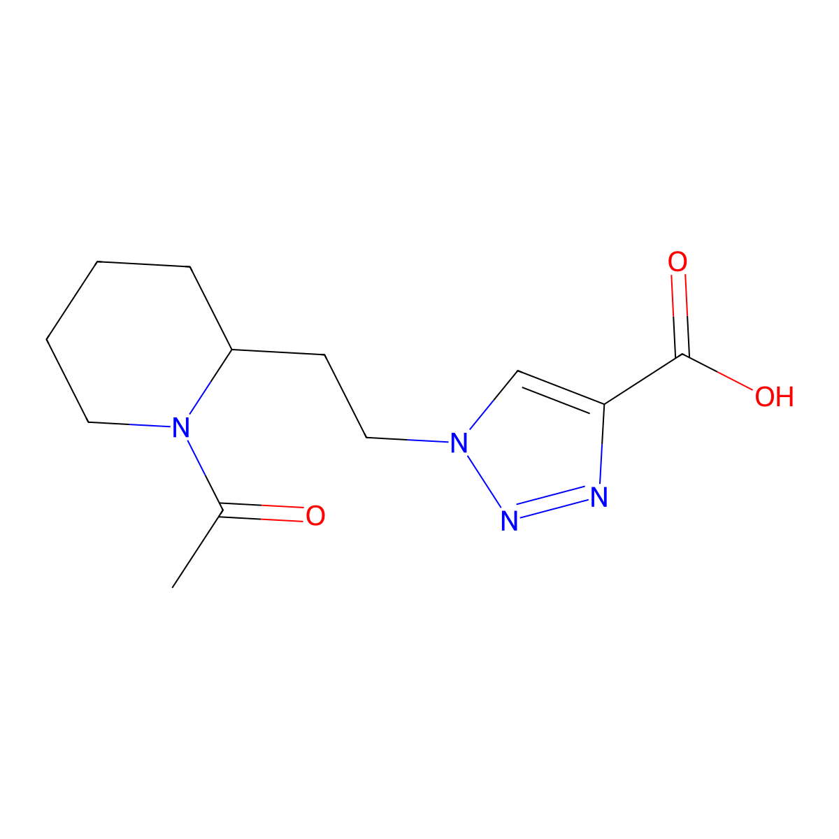 1-[2-(1-acetylpiperidin-2-yl)ethyl]-1H-1,2,3-triazole-4-carboxylic acid molecular structure, CAS 2680621-66-1
