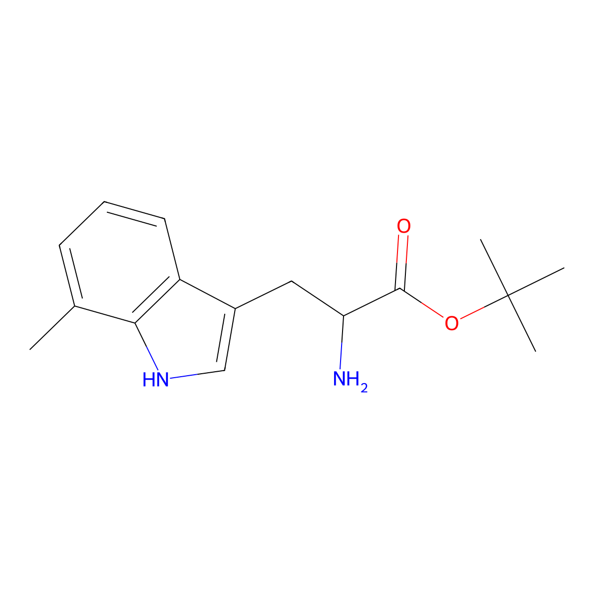 tert-butyl 2-amino-3-(7-methyl-1H-indol-3-yl)propanoate molecular structure, CAS 2680621-67-2