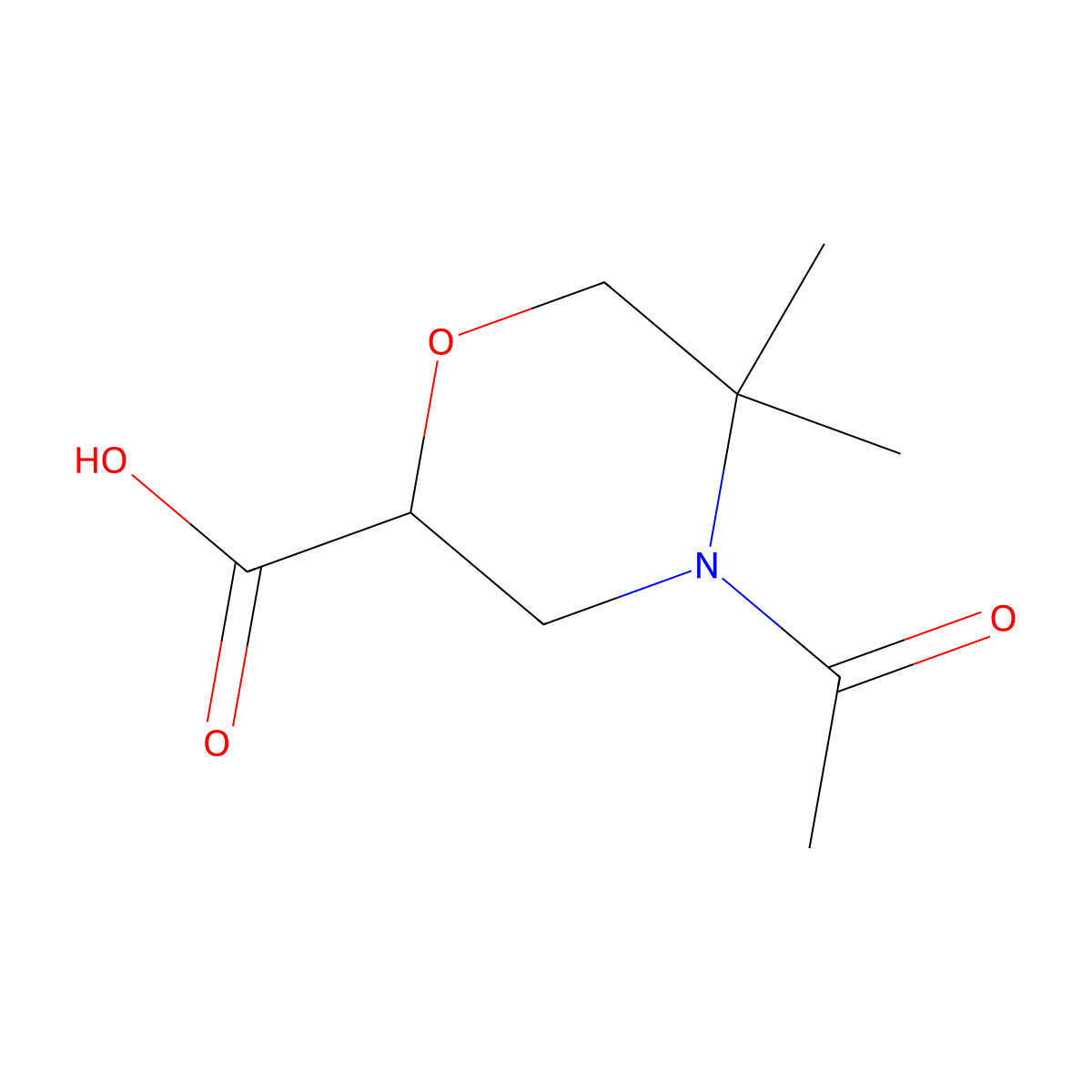 4-Acetyl-5,5-dimethylmorpholine-2-carboxylic acid molecular structure, CAS 2680621-76-3