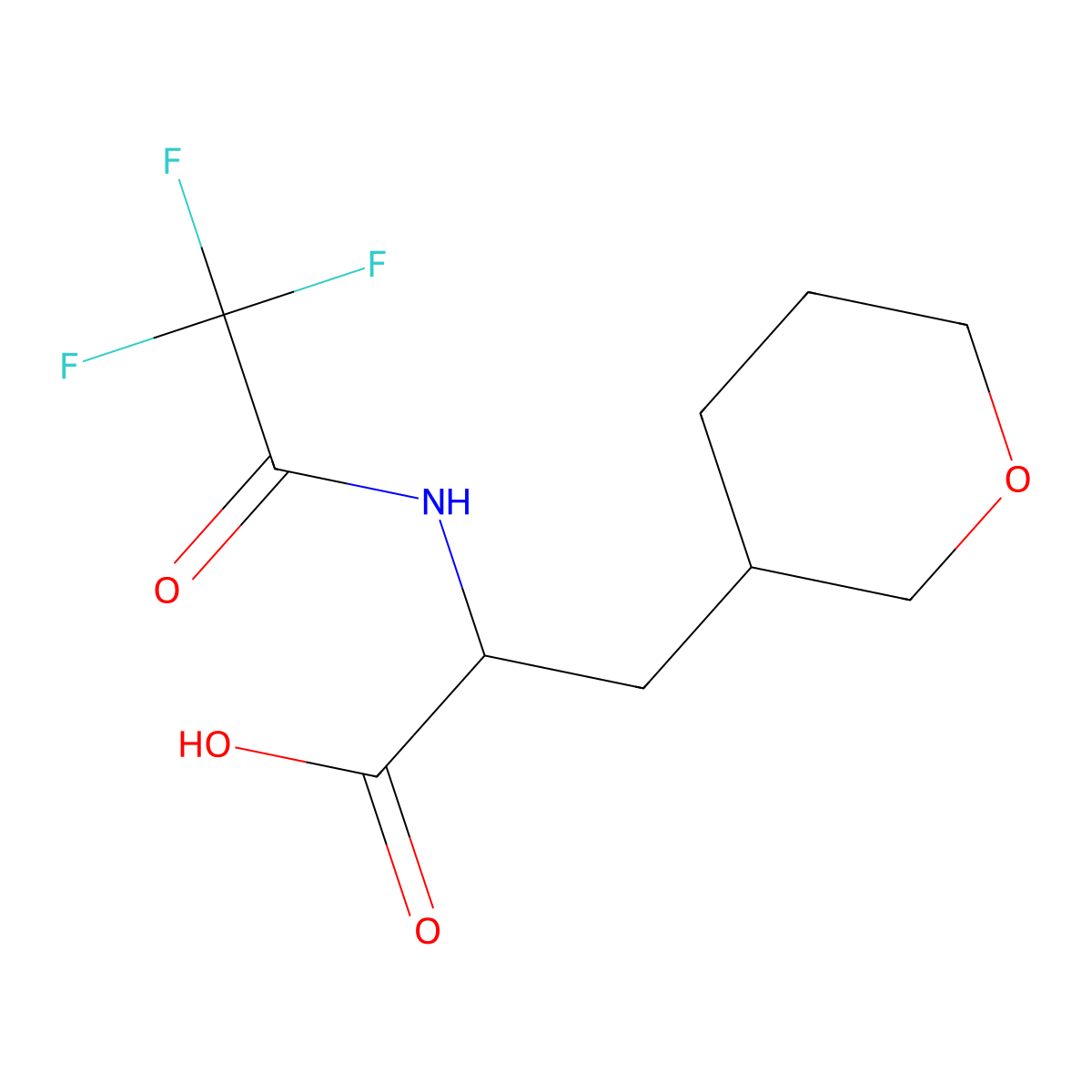 3-(Oxan-3-yl)-2-(2,2,2-trifluoroacetamido)propanoic acid molecular structure, CAS 2680621-79-6