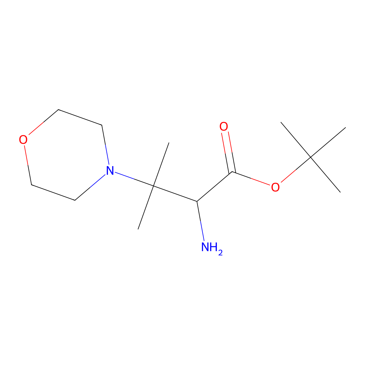 Tert-butyl 2-amino-3-methyl-3-(morpholin-4-yl)butanoate molecular structure, CAS 2680621-83-2