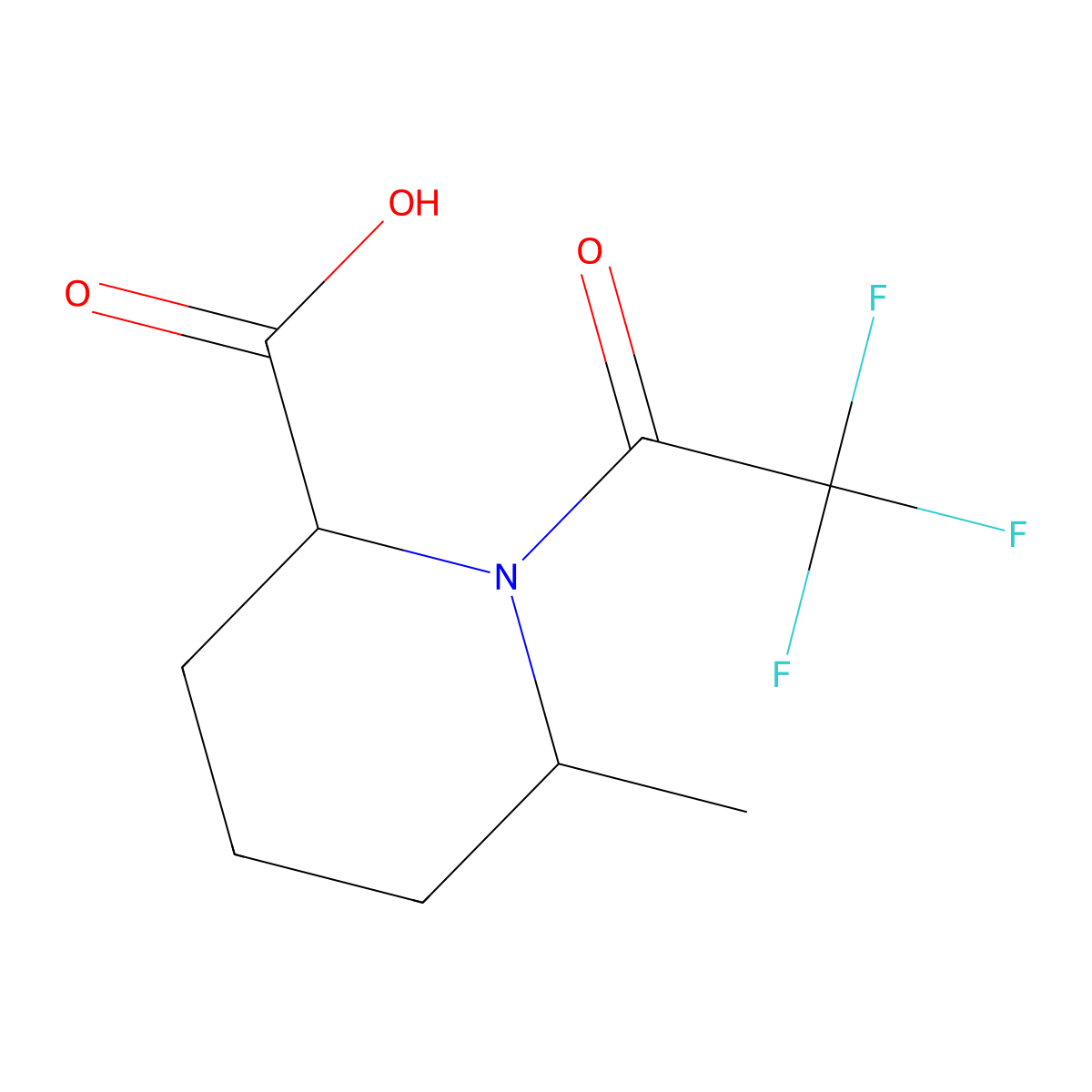6-Methyl-1-(trifluoroacetyl)piperidine-2-carboxylic acid molecular structure, CAS 2680623-14-5
