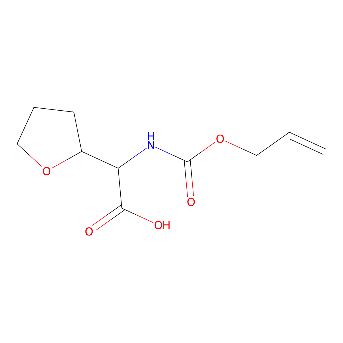 2-(Oxolan-2-yl)-2-{[(prop-2-en-1-yloxy)carbonyl]amino}acetic acid molecular structure, CAS 2680623-43-0