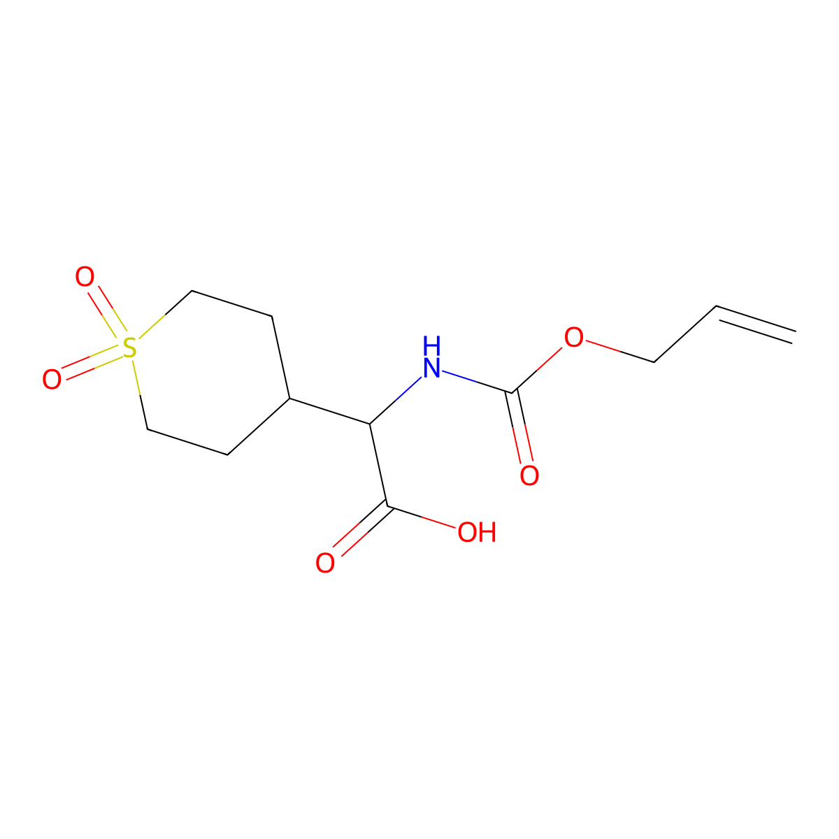2-(1,1-Dioxo-1lambda6-thian-4-yl)-2-{[(prop-2-en-1-yloxy)carbonyl]amino}acetic acid molecular structure, CAS 2680623-44-1