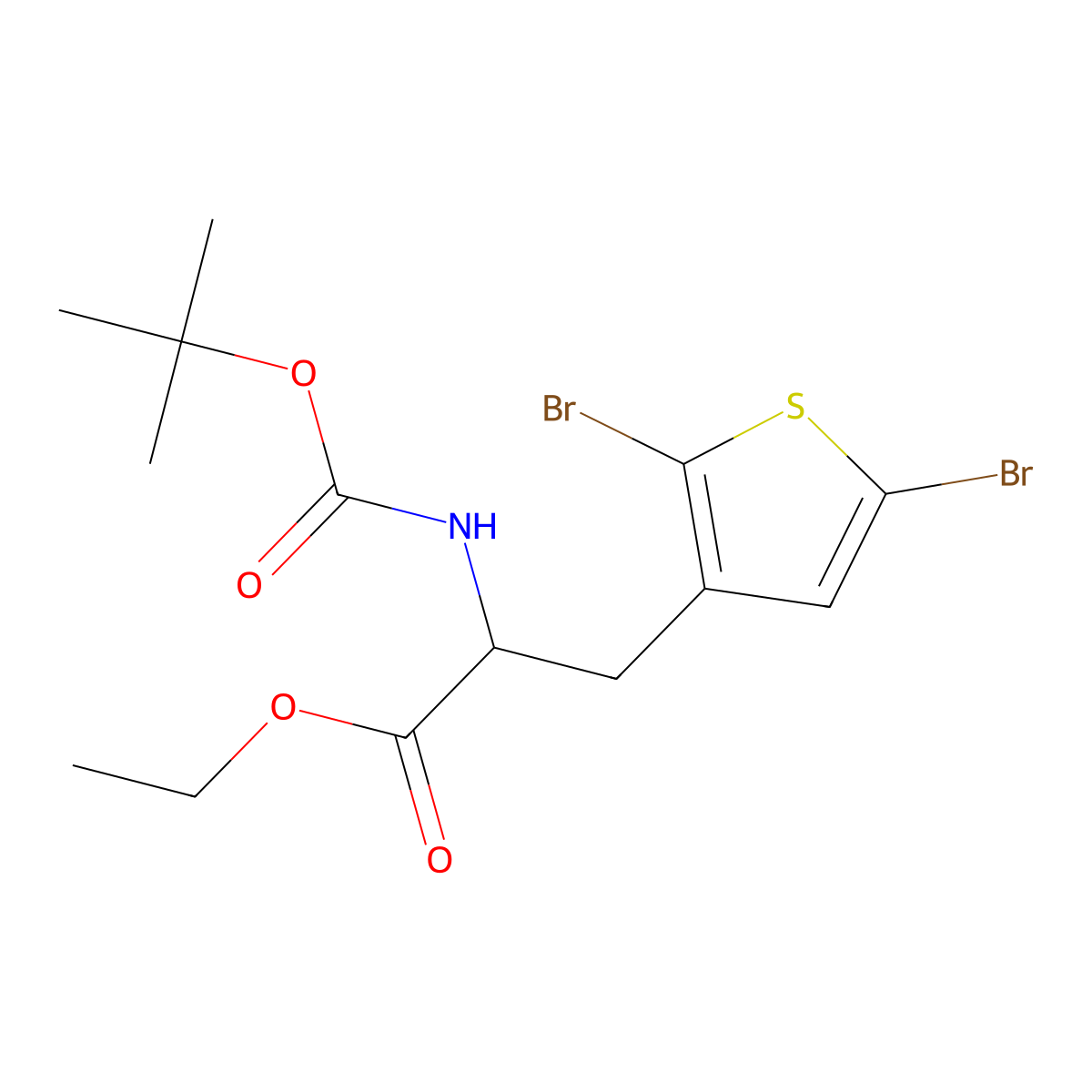 Ethyl 2-{[(tert-butoxy)carbonyl]amino}-3-(2,5-dibromothiophen-3-yl)propanoate molecular structure, CAS 2680623-49-6
