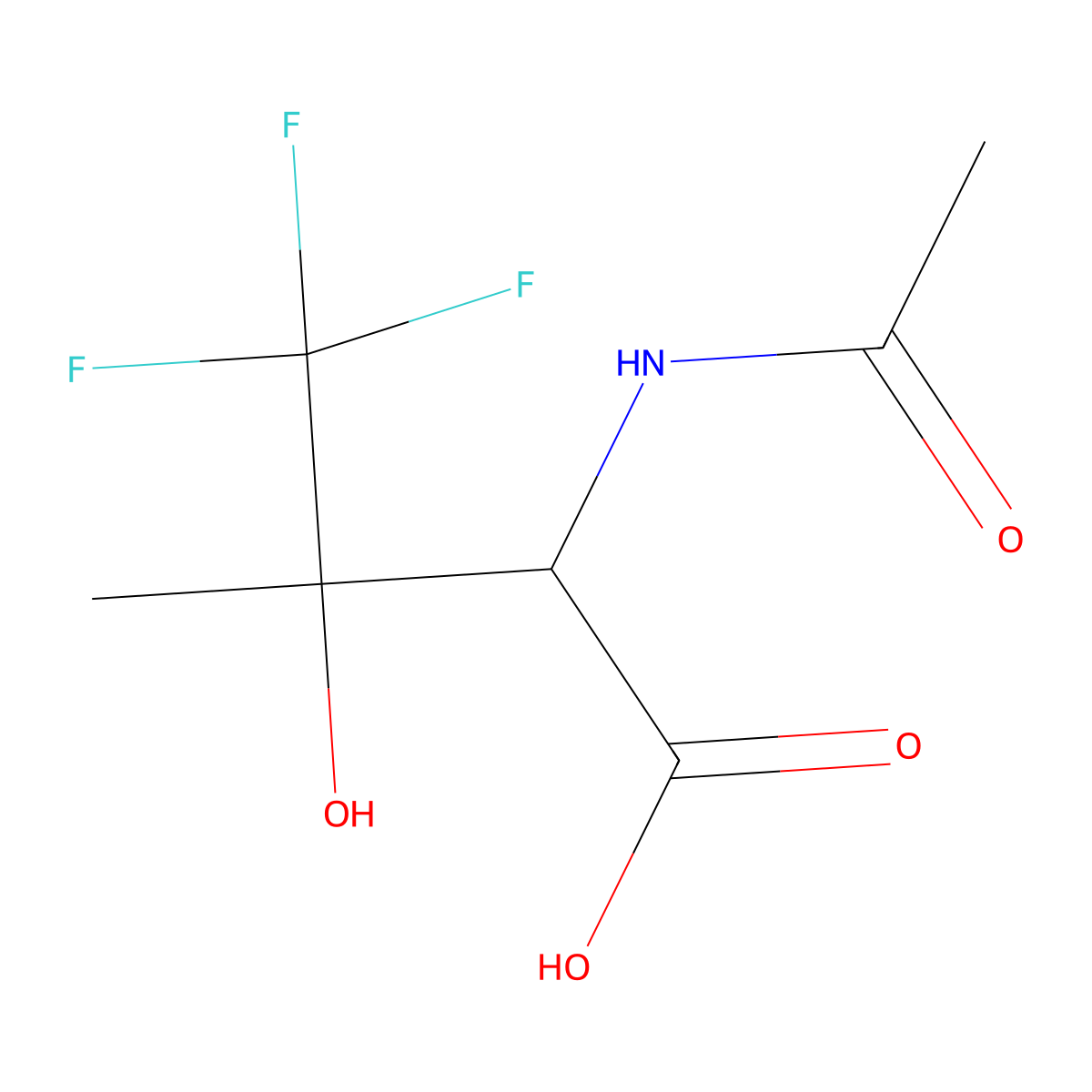 2-Acetamido-4,4,4-trifluoro-3-hydroxy-3-methylbutanoic acid molecular structure, CAS 2680623-54-3