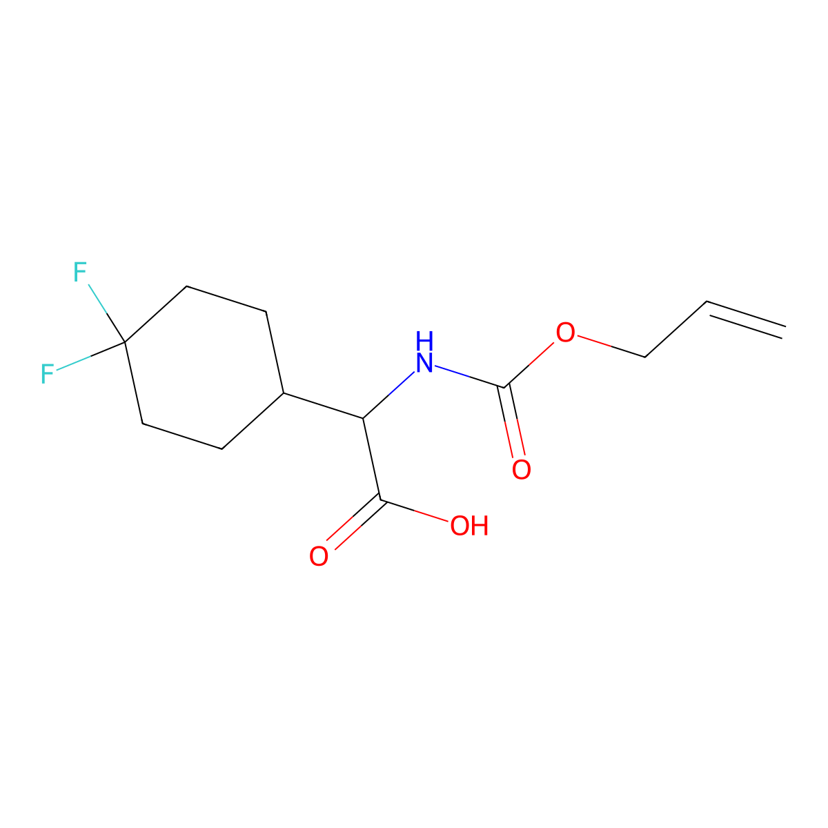 2-(4,4-Difluorocyclohexyl)-2-{[(prop-2-en-1-yloxy)carbonyl]amino}acetic acid molecular structure, CAS 2680623-59-8