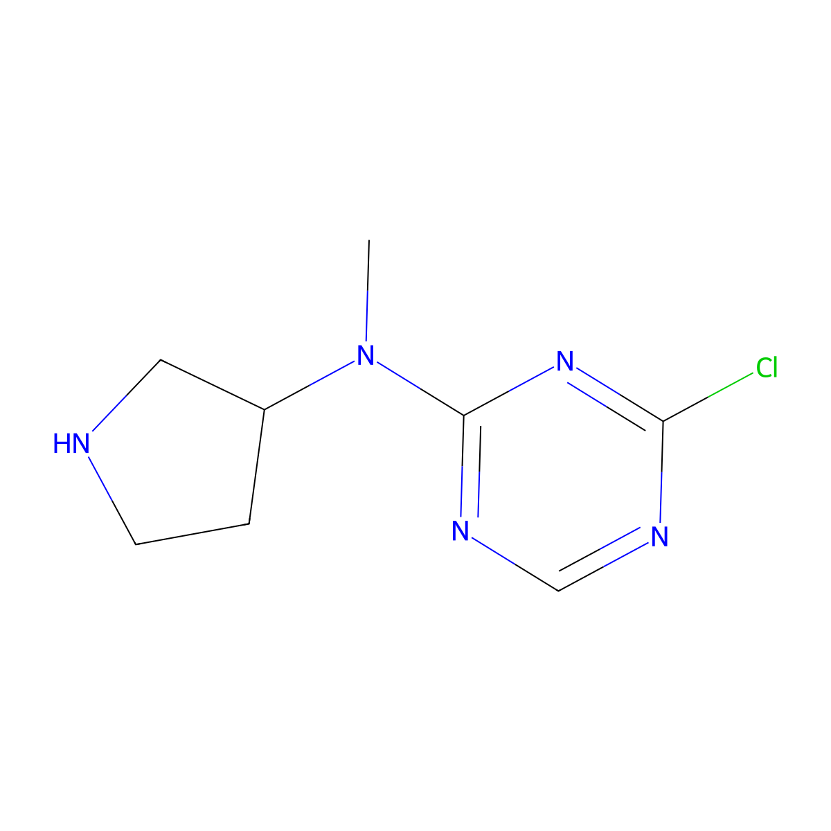 4-chloro-N-methyl-N-(pyrrolidin-3-yl)-1,3,5-triazin-2-amine molecular structure, CAS 2680623-62-3
