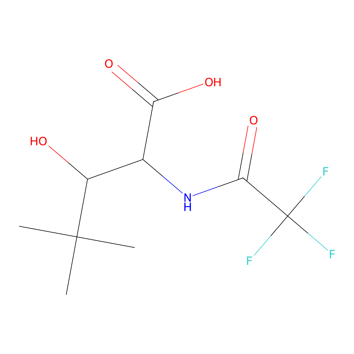 3-Hydroxy-4,4-dimethyl-2-(2,2,2-trifluoroacetamido)pentanoic acid molecular structure, CAS 2680623-65-6