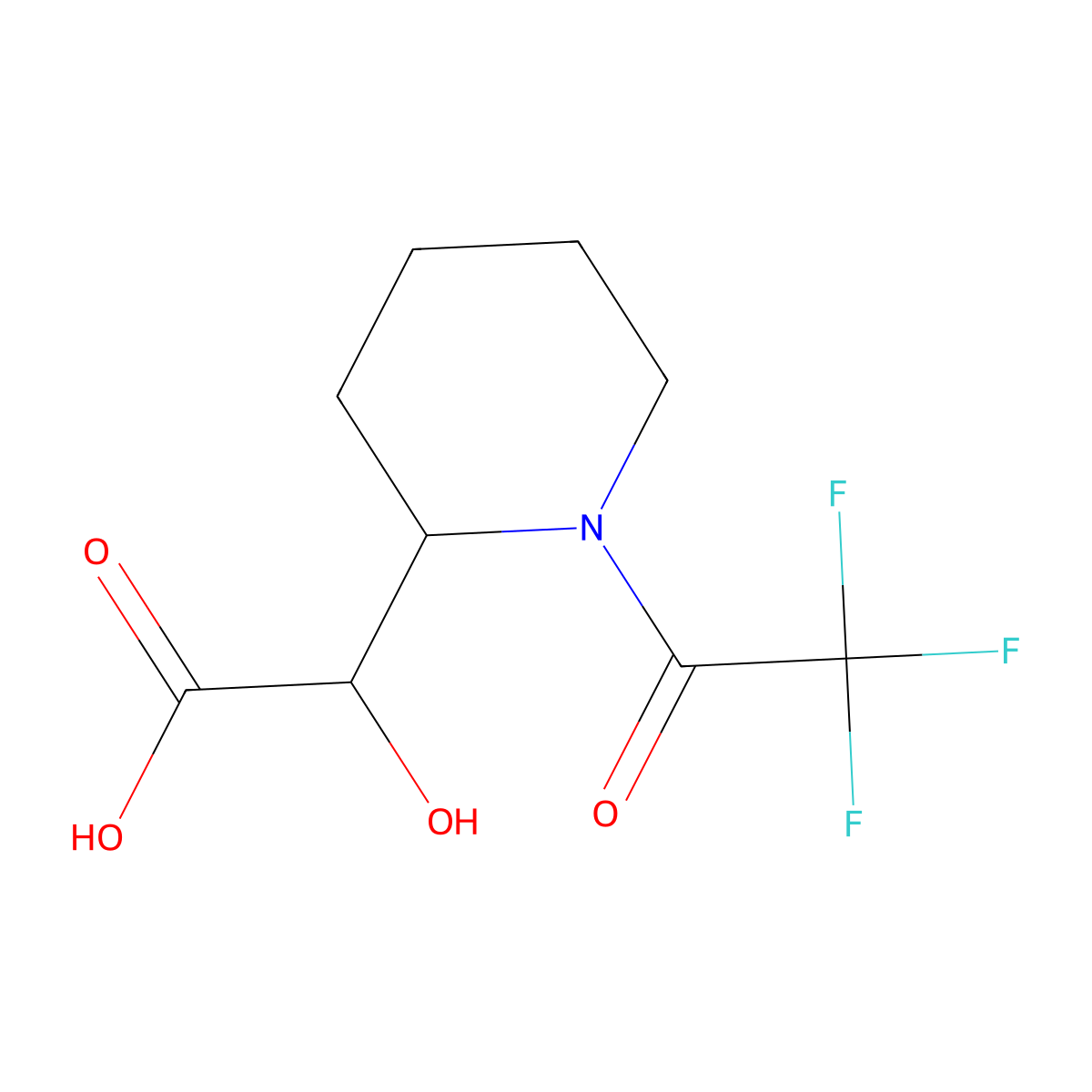 2-Hydroxy-2-[1-(2,2,2-trifluoroacetyl)piperidin-2-yl]acetic acid molecular structure, CAS 2680623-69-0