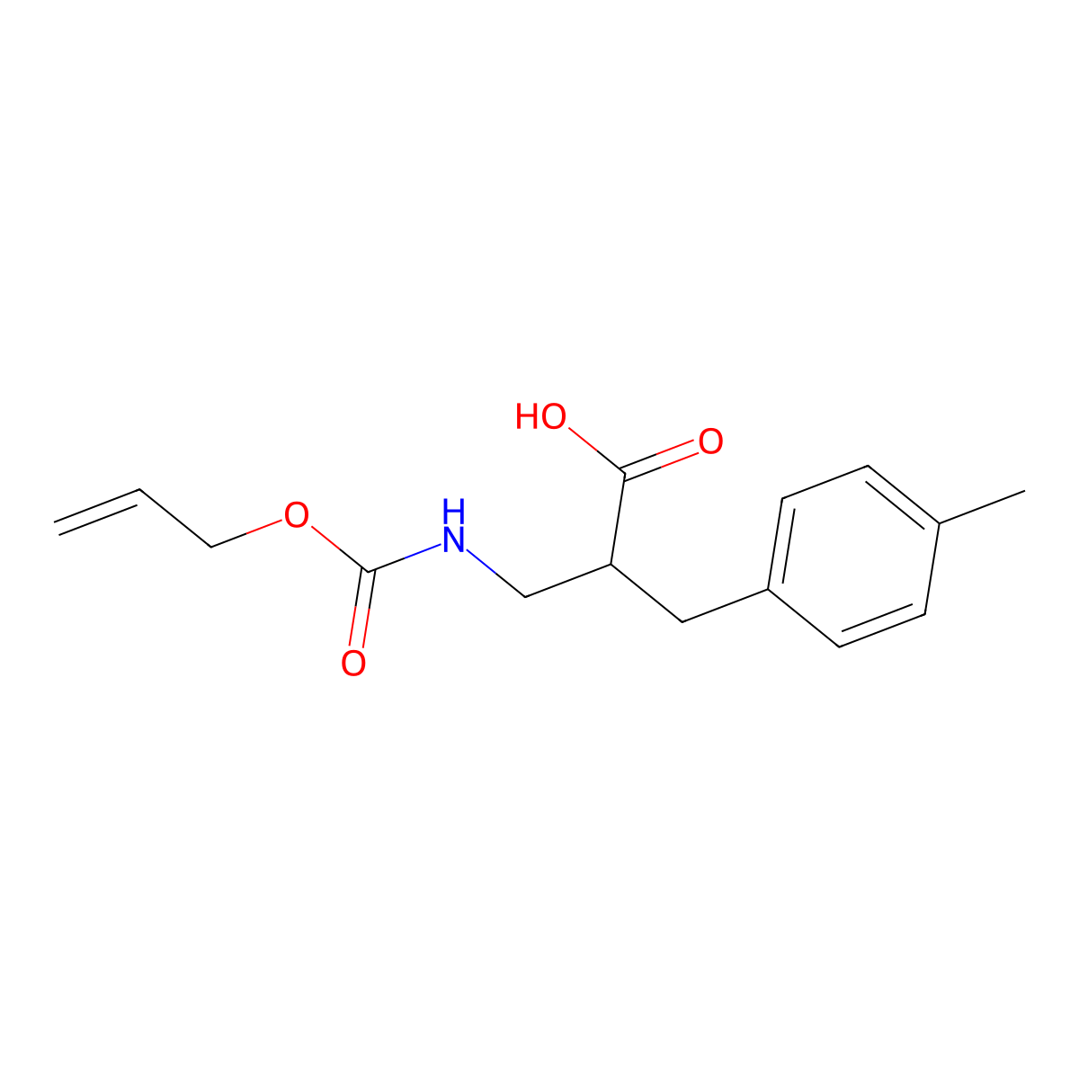 2-[(4-Methylphenyl)methyl]-3-{[(prop-2-en-1-yloxy)carbonyl]amino}propanoic acid molecular structure, CAS 2680623-72-5
