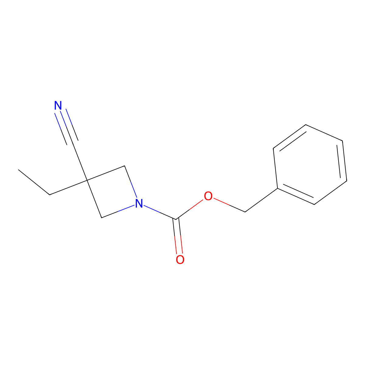 Benzyl 3-cyano-3-ethylazetidine-1-carboxylate molecular structure, CAS 2680623-74-7