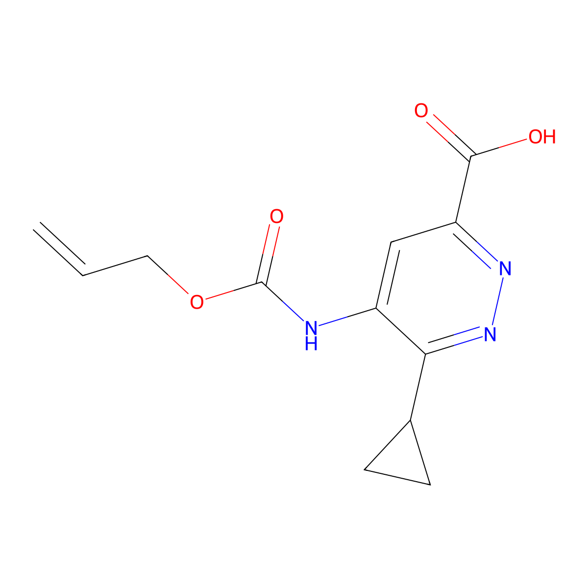 6-Cyclopropyl-5-{[(prop-2-en-1-yloxy)carbonyl]amino}pyridazine-3-carboxylic acid molecular structure, CAS 2680623-76-9