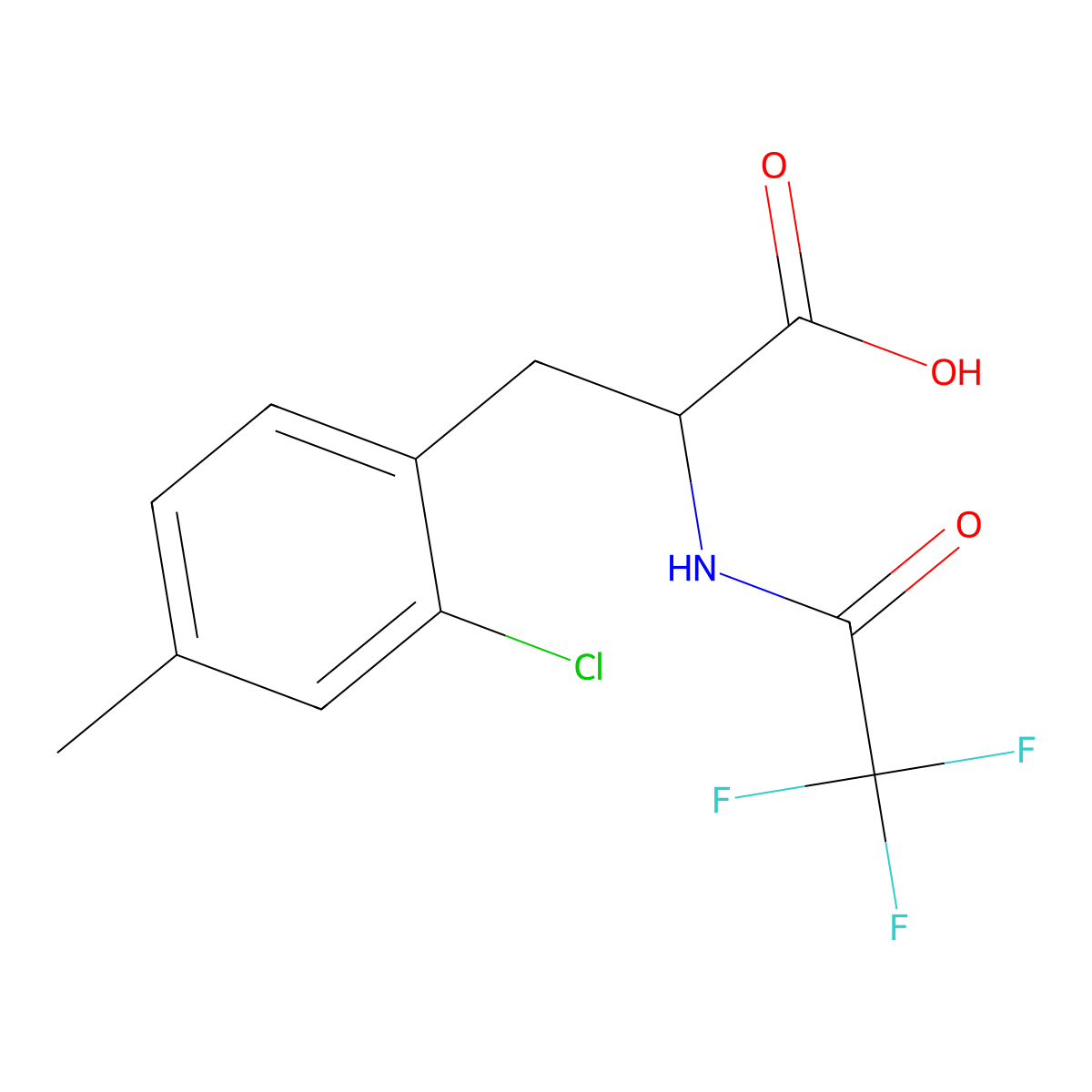 3-(2-Chloro-4-methylphenyl)-2-(2,2,2-trifluoroacetamido)propanoic acid molecular structure, CAS 2680623-77-0
