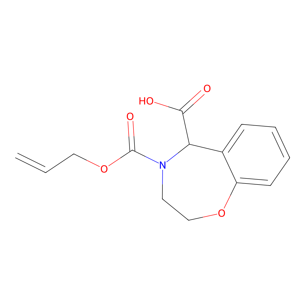 4-[(Prop-2-en-1-yloxy)carbonyl]-2,3,4,5-tetrahydro-1,4-benzoxazepine-5-carboxylic acid molecular structure, CAS 2680623-78-1